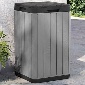 vidaXL Coș de gunoi pentru exterior, gri, 38x38x65 cm, PP imagine