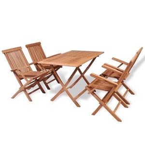 vidaXL Set mobilier de grădină, 5 piese, din lemn masiv de tec imagine