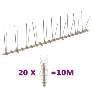 vidaXL Set bandă cu țepi antipăsări cu 2 rânduri 20 buc. plastic 10 m imagine
