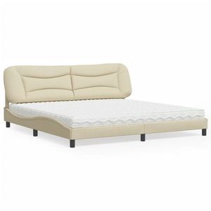 vidaXL Pat cu saltea, crem, 200x200 cm, textil imagine