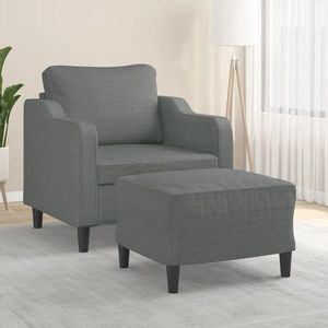 vidaXL Fotoliu canapea cu taburet, gri închis, 60 cm, textil imagine