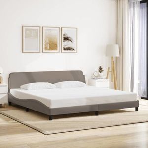 vidaXL Cadru de pat fără saltea, gri taupe, 200x200 cm, textil imagine