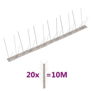 vidaXL Set bandă cu țepi antipăsări cu 4 rânduri, 20 buc., oțel, 10 m imagine