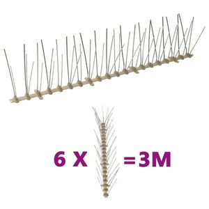 vidaXL Set bandă cu țepi antipăsări cu 5 rânduri, 6 buc., plastic, 3 m imagine
