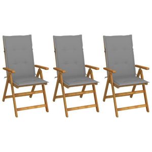vidaXL Scaune grădină pliabile, cu perne, 3 buc., lemn masiv de acacia imagine