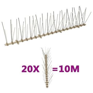 vidaXL Set bandă cu țepi antipăsări cu 5 rânduri 20 buc. plastic 10 m imagine