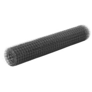 vidaXL Plasă de sârmă găini, gri, 25 x 1 m, oțel cu înveliș PVC imagine