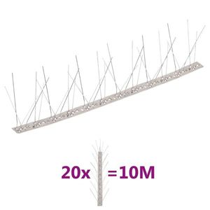 vidaXL Set bandă cu țepi antipăsări cu 5 rânduri, 20 buc., oțel, 10 m imagine