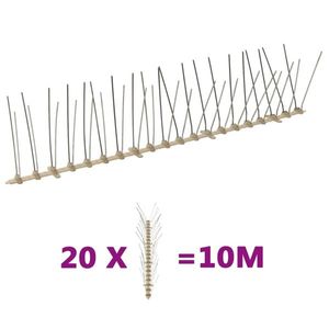 vidaXL Set bandă cu țepi antipăsări cu 4 rânduri 20 buc. plastic 10 m imagine