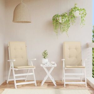 vidaXL Perne scaun spătar înalt, 2 buc., bej, 120x50x3 cm, textil imagine