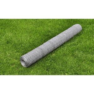 vidaXL Plasă de sârmă găini, argintiu, 25 x 0, 5 m, oțel galvanizat imagine