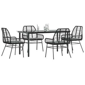 vidaXL Set de sufragerie de grădină 5 piese neagră Sticlă Poly Rattan imagine