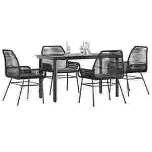 vidaXL Set de sufragerie de grădină 5 piese neagră Sticlă Poly Rattan imagine