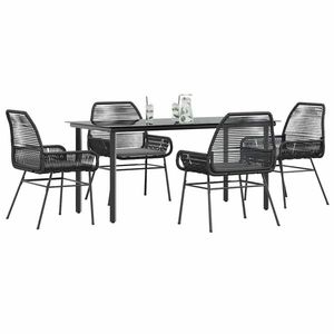 vidaXL Set de sufragerie de grădină 5 piese neagră Sticlă Poly Rattan imagine