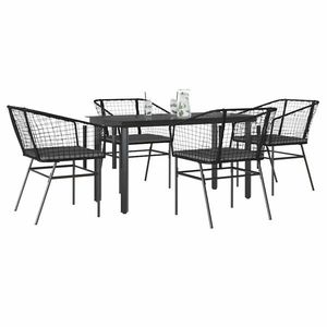 vidaXL Set de sufragerie de grădină 5 piese neagră Sticlă Poly Rattan imagine