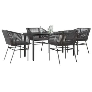 vidaXL Set de sufragerie de grădină 5 piese neagră Sticlă Poly Rattan imagine