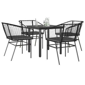 vidaXL Set de sufragerie de grădină 5 piese neagră Sticlă Poly Rattan imagine