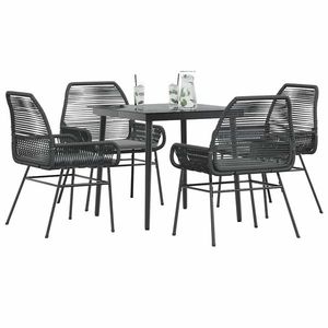vidaXL Set de sufragerie de grădină 5 piese neagră Sticlă Poly Rattan imagine