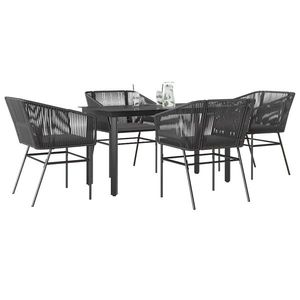 vidaXL Set de sufragerie de grădină 5 piese neagră Sticlă Poly Rattan imagine