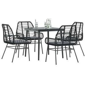 vidaXL Set de sufragerie de grădină 5 piese neagră Sticlă Poly Rattan imagine