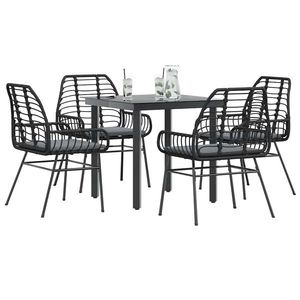 vidaXL Set de sufragerie de grădină 5 piese neagră Sticlă Poly Rattan imagine