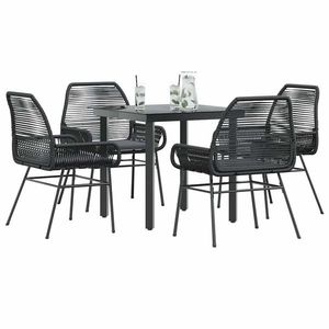 vidaXL Set de sufragerie de grădină 5 piese neagră Sticlă Poly Rattan imagine