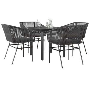 vidaXL Set de sufragerie de grădină 5 piese neagră Sticlă Poly Rattan imagine