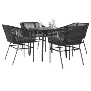 vidaXL Set de sufragerie de grădină 5 piese neagră Sticlă Poly Rattan imagine