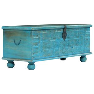 vidaXL Cufăr de depozitare, lemn masiv de mango, albastru 100x40x41 cm imagine