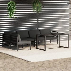 vidaXL Set mobilier de grădină cu perne, 6 piese, antracit, aluminiu imagine