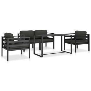 vidaXL Set mobilier de grădină cu perne, 5 piese, antracit, aluminiu imagine