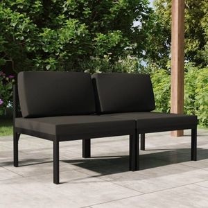 vidaXL Canapea de grădină cu 2 locuri, cu perne, antracit, aluminiu imagine