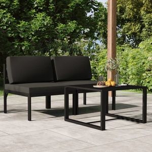 vidaXL Set mobilier de grădină cu perne, 3 piese, antracit, aluminiu imagine