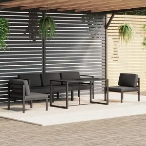 vidaXL Set mobilier de grădină cu perne, 6 piese, antracit, aluminiu imagine