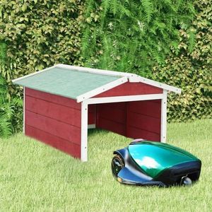 vidaXL Garaj mașină de tuns iarba robot roșu&alb 72x87x50 cm lemn brad imagine