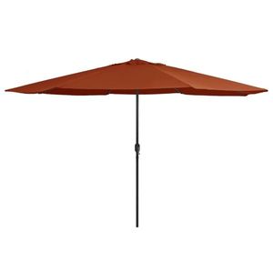 vidaXL Umbrelă de soare de grădină, stâlp metalic, cărămiziu, 390 cm imagine