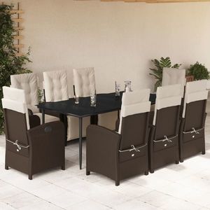 vidaXL Set mobilier de grădină cu perne, 9 piese, maro, poliratan imagine