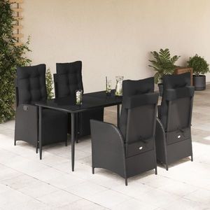 vidaXL Set mobilier de grădină cu perne, 5 piese, negru, poliratan imagine