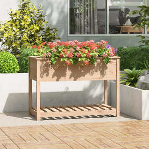 vidaXL Jardinieră cu raft, 111, 5x54x81 cm, lemn masiv de pin imagine