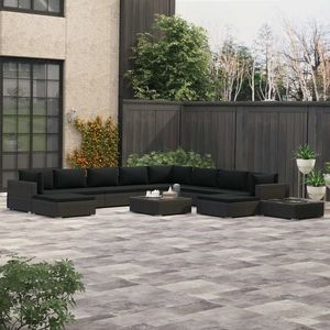 vidaXL Set mobilier de grădină cu perne, 12 piese, negru, poliratan imagine
