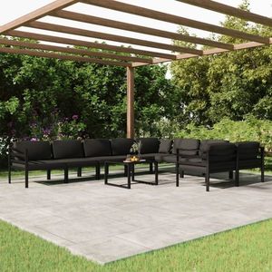 vidaXL Set mobilier de grădină cu perne, 10 piese, antracit, aluminiu imagine