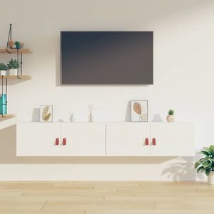 vidaXL Dulapuri de perete 2 buc., alb, 80x30x30 cm lemn masiv de pin imagine