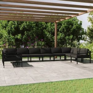 vidaXL Set mobilier de grădină cu perne, 10 piese, antracit, aluminiu imagine