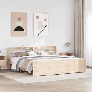 vidaXL Cadru pat cu tăblie 200x200 cm, lemn masiv de pin imagine