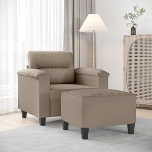 vidaXL Fotoliu canapea cu taburet, gri taupe, 60 cm, microfibră imagine