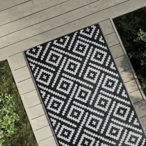 vidaXL Covor de exterior, ARAKIL alb și negru, 80x150 cm, PP imagine