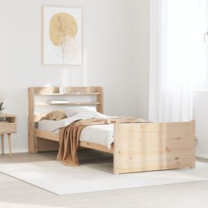vidaXL Cadru de pat cu tăblie, 90x190 cm, lemn masiv pin imagine
