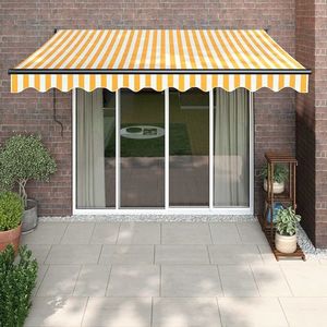 vidaXL Copertină retractabilă, galben/alb, 3x2, 5 m, textil/aluminiu imagine