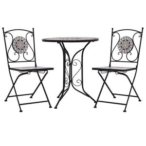 vidaXL Set bistro mozaic, 3 piese, gri, placă ceramică imagine