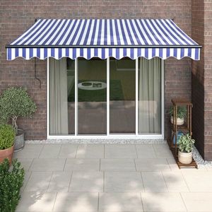 vidaXL Copertină retractabilă albastru/alb, 3x2, 5 m, textil/aluminiu imagine